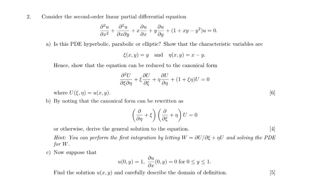 Solved 2. au дхду ar2 au Consider the second-order linear | Chegg.com