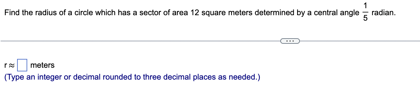 area of circle with radius of 12 meters