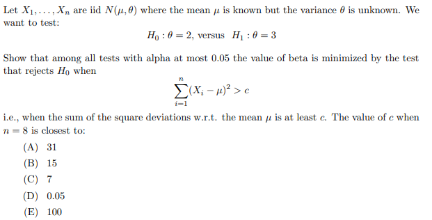 Solved Let X1 X Are Iid N 0 Where The Mean Y Is K Chegg Com