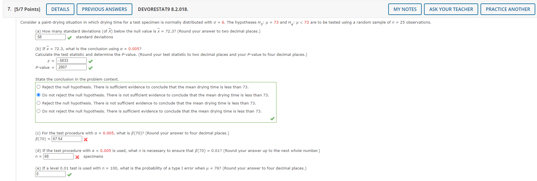 Solved Calculate the test statistic and determine the | Chegg.com