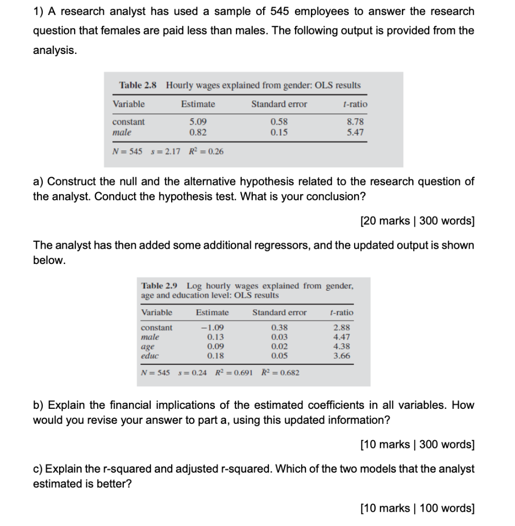 research analyst written test questions