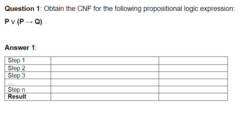 Solved Question 1: Obtain the CNF for the following | Chegg.com