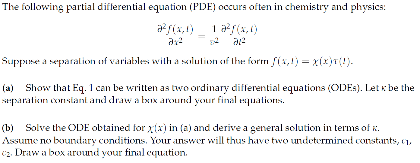 Solved The following partial differential equation (PDE) | Chegg.com