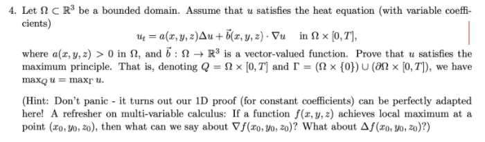 Solved 4. Let C R be a bounded domain. Assume that u | Chegg.com
