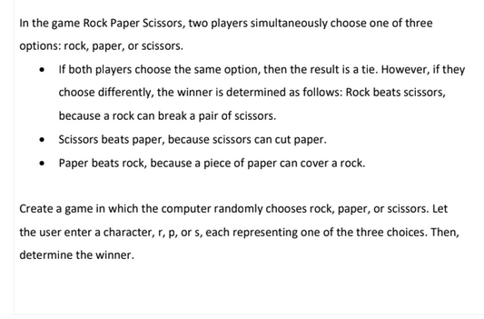 Solved In the game Rock Paper Scissors, two players | Chegg.com