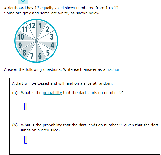 Solved A dartboard has 12 equally sized slices numbered from | Chegg.com