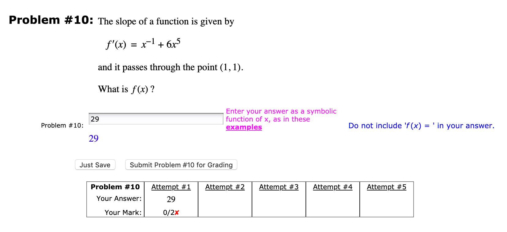 Solved Problem #10: The slope of a function is given by | Chegg.com
