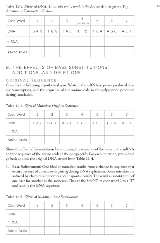 Solved IV. DNA → RNA In Table 11-1 Below, Fill In The | Chegg.com