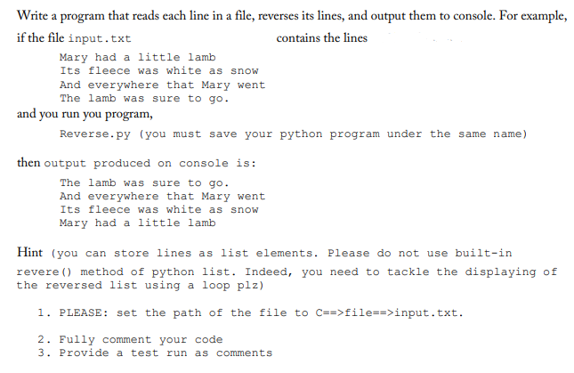 Solved Write a program that reads each line in a file, | Chegg.com