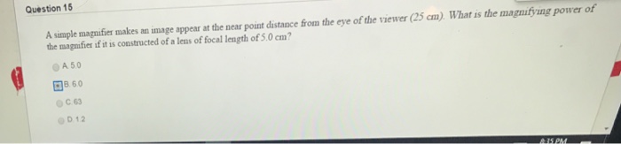 Solved A simple magnifier makes an image appear at the near | Chegg.com