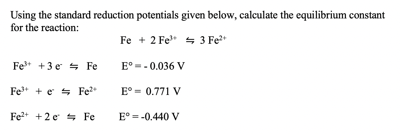 Solved Using the standard reduction potentials given below, | Chegg.com