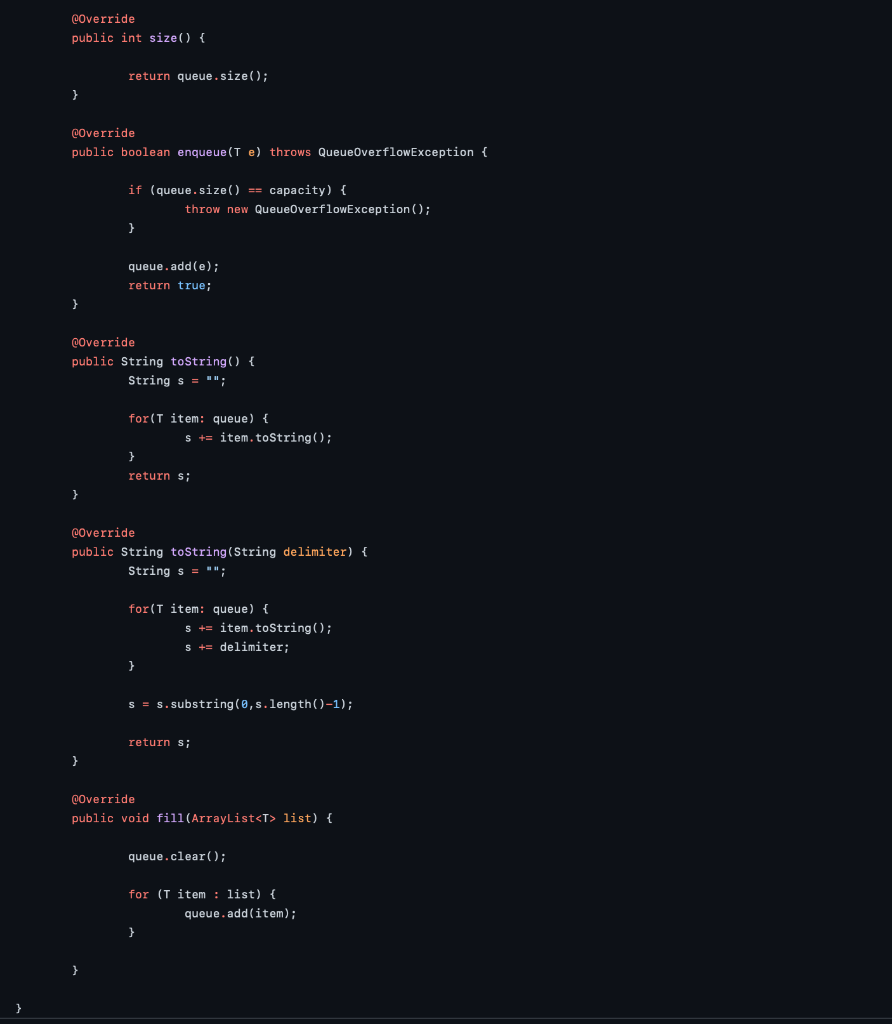 Solved public class NotationQueue implements Queue Interface | Chegg.com