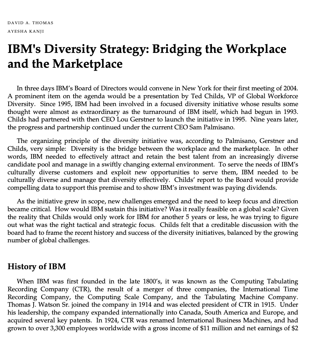 managing diversity at ibm case study answers