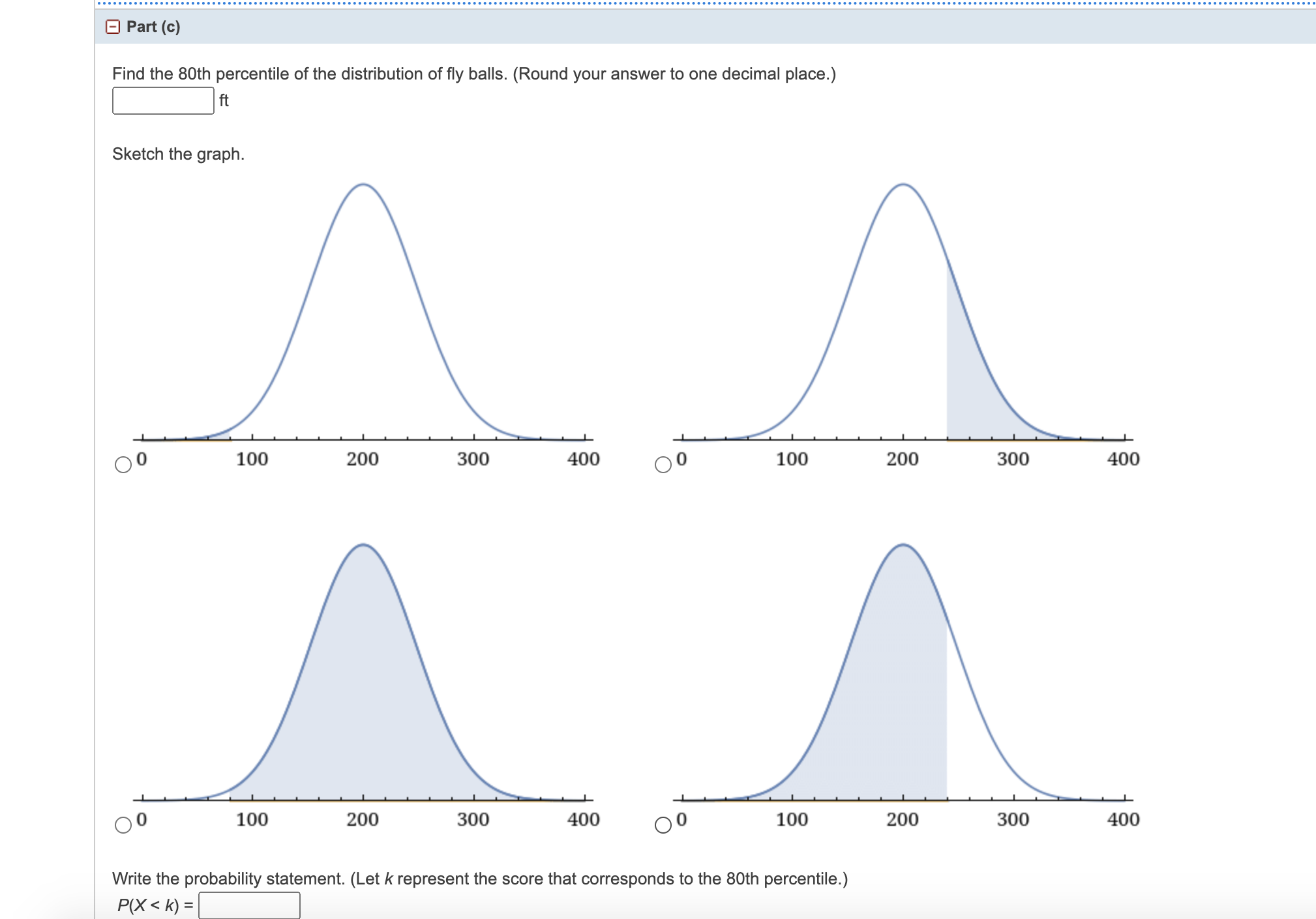 Solved Find the 80th percentile of the distribution of fly | Chegg.com