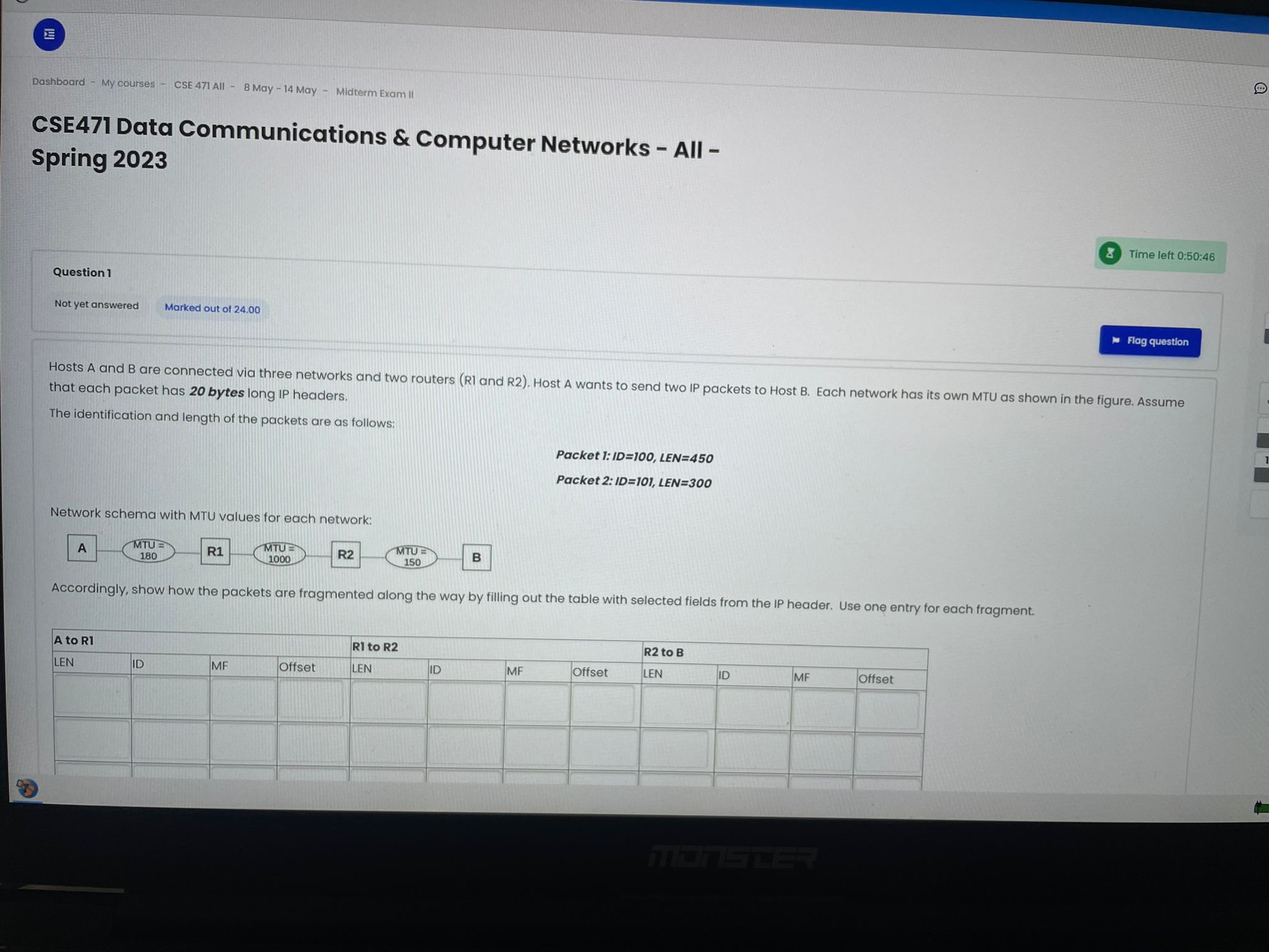 Solved Hosts A And B Are Connected Via Three Networks And | Chegg.com