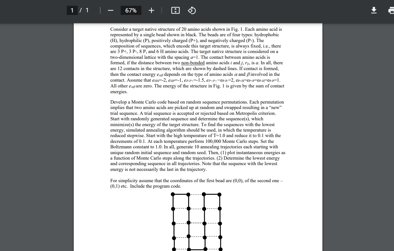 [Solved] Consider a target native structure of 20 amino a
