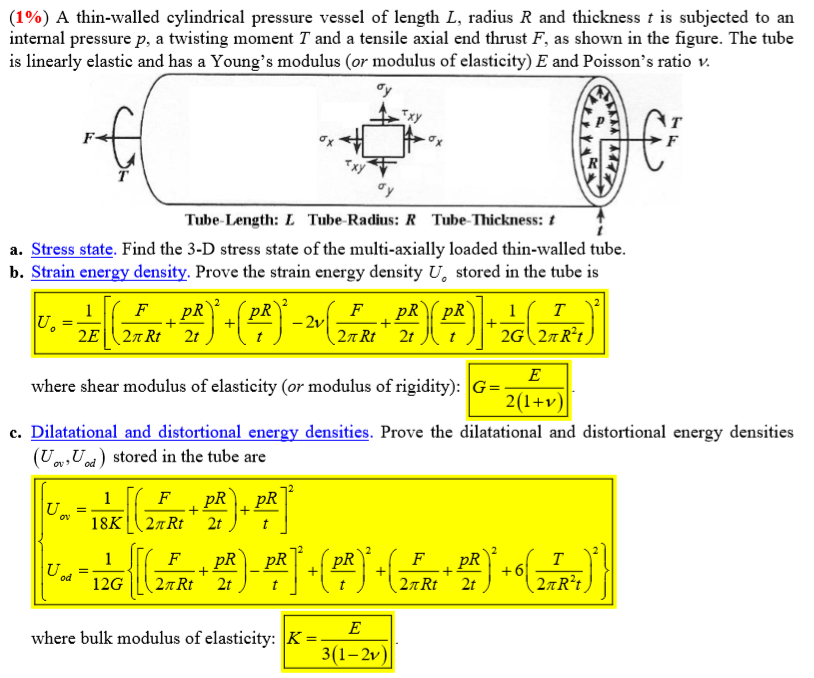 Solved (196) A thin-walled cylindrical pressure vessel of | Chegg.com