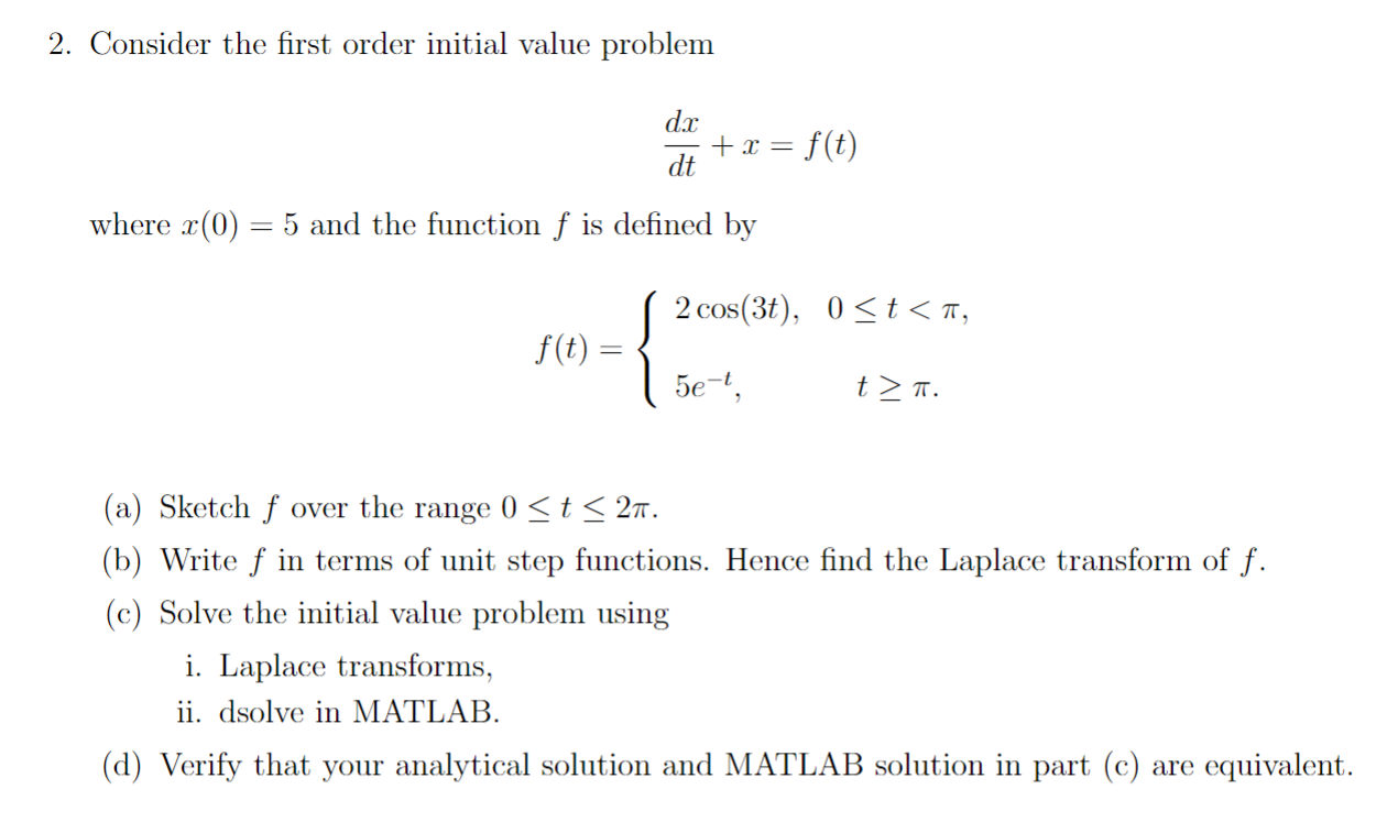 Solved 2. Consider the first order initial value problem dx | Chegg.com