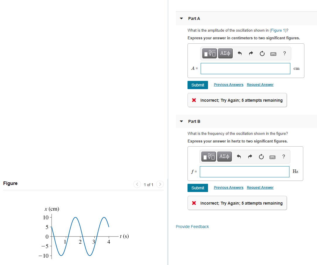 Solved Part A What is the amplitude of the oscillation shown | Chegg.com