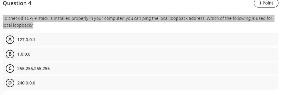 which address is used as the loopback address in tcp ip diagnostics