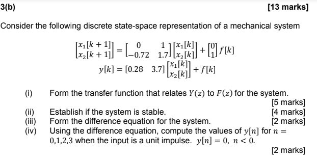 Solved 3(b) [13 marks] Consider the following discrete | Chegg.com