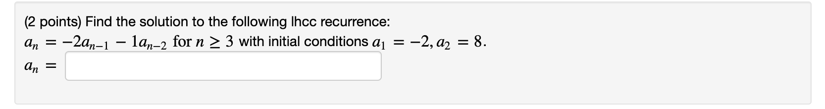 Solved (1 point) Find the solution to the following Ihcc | Chegg.com