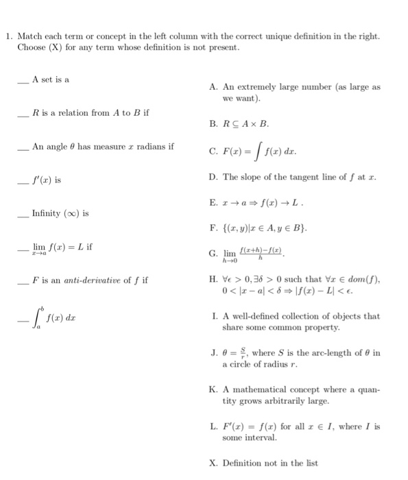 Solved 1. Match each term or concept in the left column with | Chegg.com