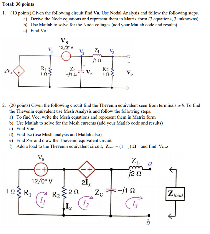 Solved Total: 30 points 1. (10 points) Given the following | Chegg.com