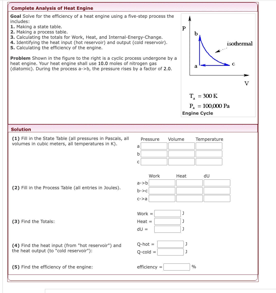 Solved Complete Analysis Of Heat Engine Goal Solve For The | Chegg.com