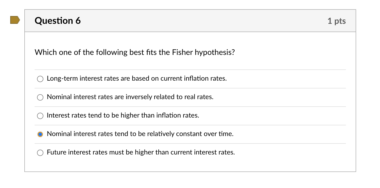 Solved Question 6 1 pts Which one of the following best fits | Chegg.com