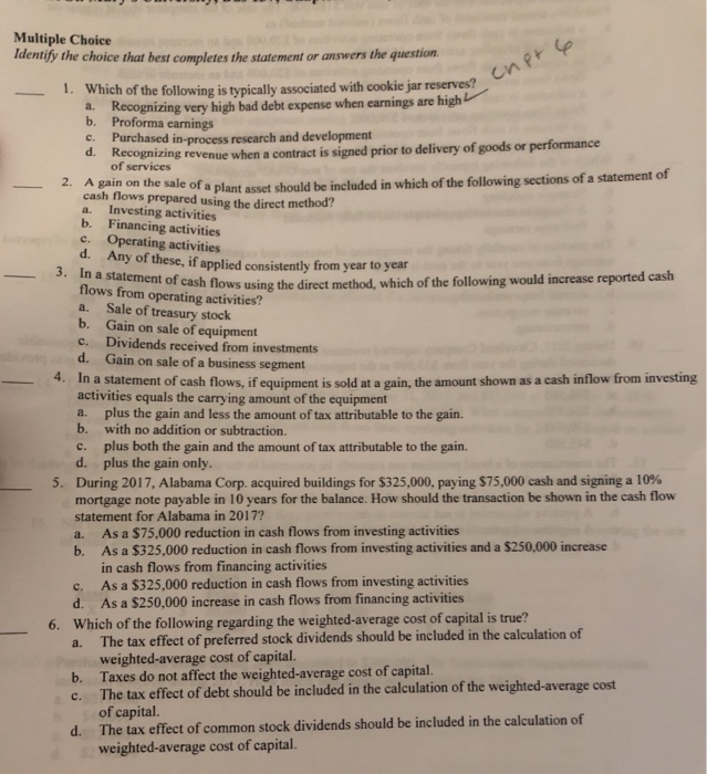 Solved Multiple Choice Identify the choice that best | Chegg.com
