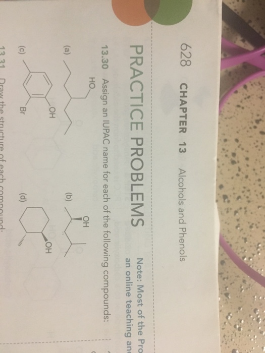 Solved 628 CHAPTER 13 Alcohols And Phenols Note: Most Of The | Chegg.com