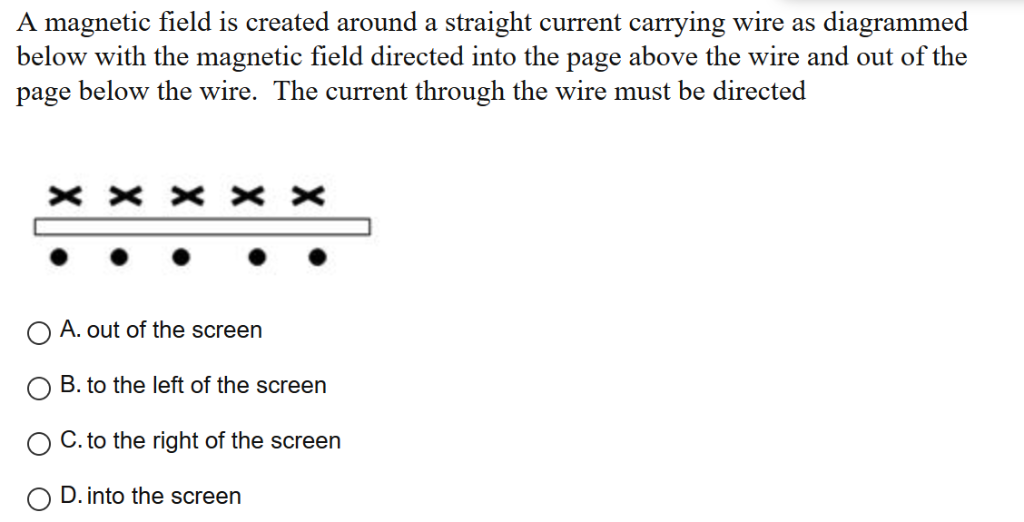 Solved A magnetic field is created around a straight current | Chegg.com