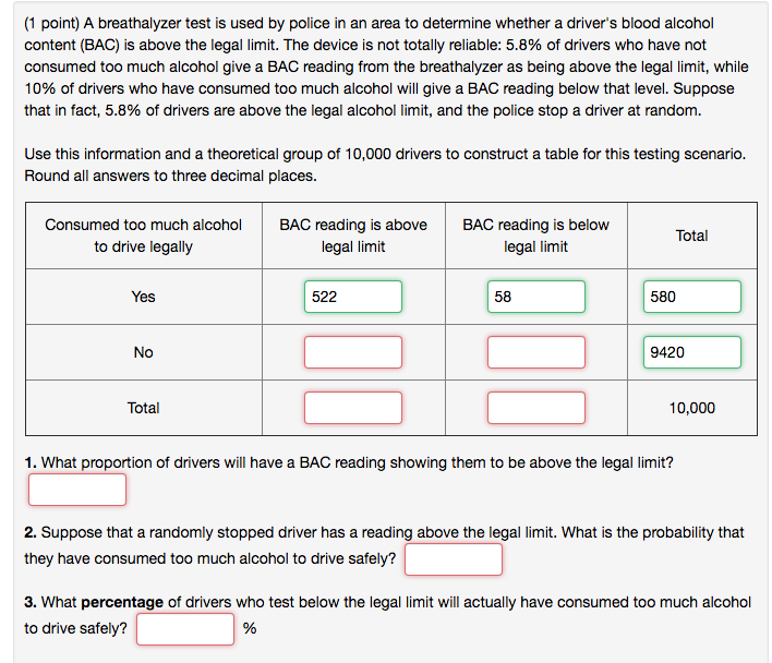 Solved (1 point) A breathalyzer test is used by police in an