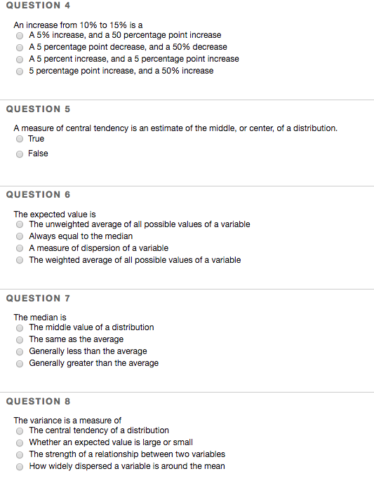 Solved QUESTION 4 An increase from 10% to 15% is a A 5% | Chegg.com
