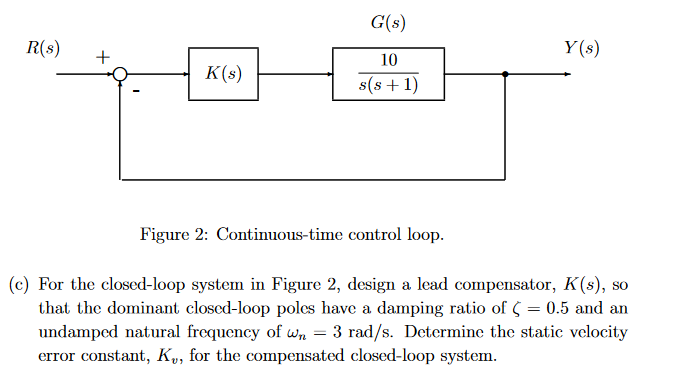 Solved Figure 2: Continuous-time control loop. c) For the | Chegg.com