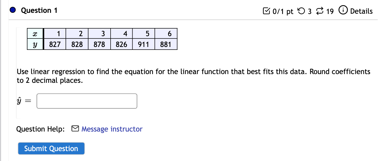 Solved Question 1 B0/1 Pt 5 3 19 0 Details х 1 4 5 6 2 828 3 | Chegg.com