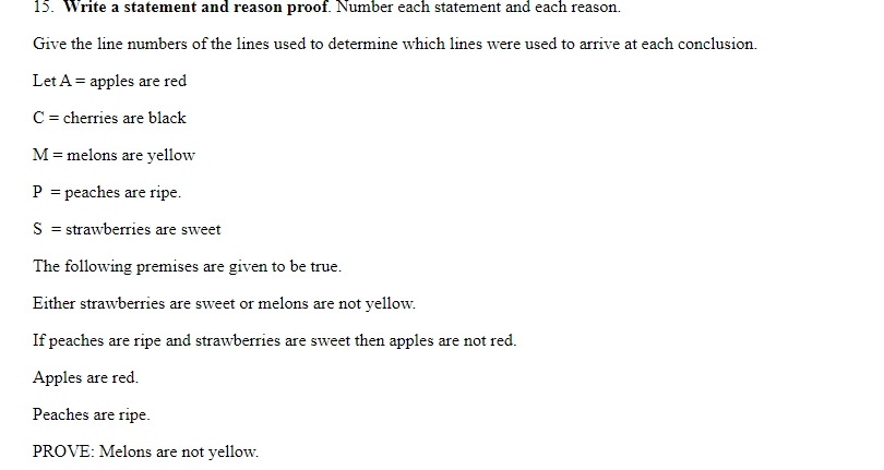 Solved 15. Write a statement and reason proof. Number each | Chegg.com