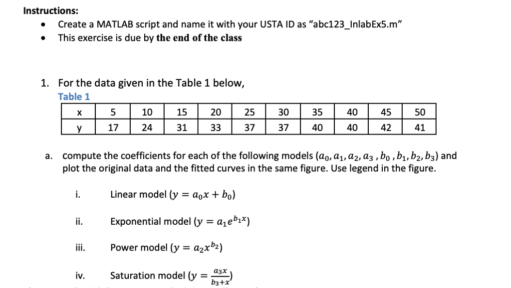 Solved Instructions: Create a MATLAB script and name it with | Chegg.com