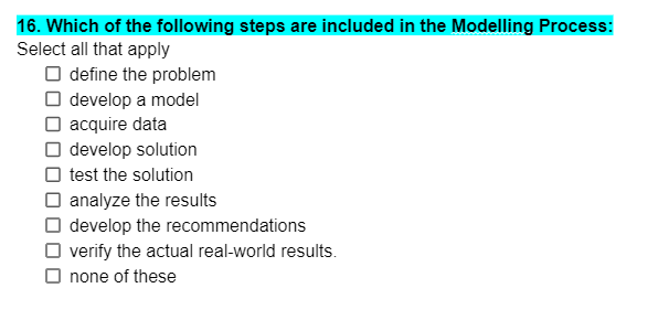 Solved 16. Which Of The Following Steps Are Included In The | Chegg.com