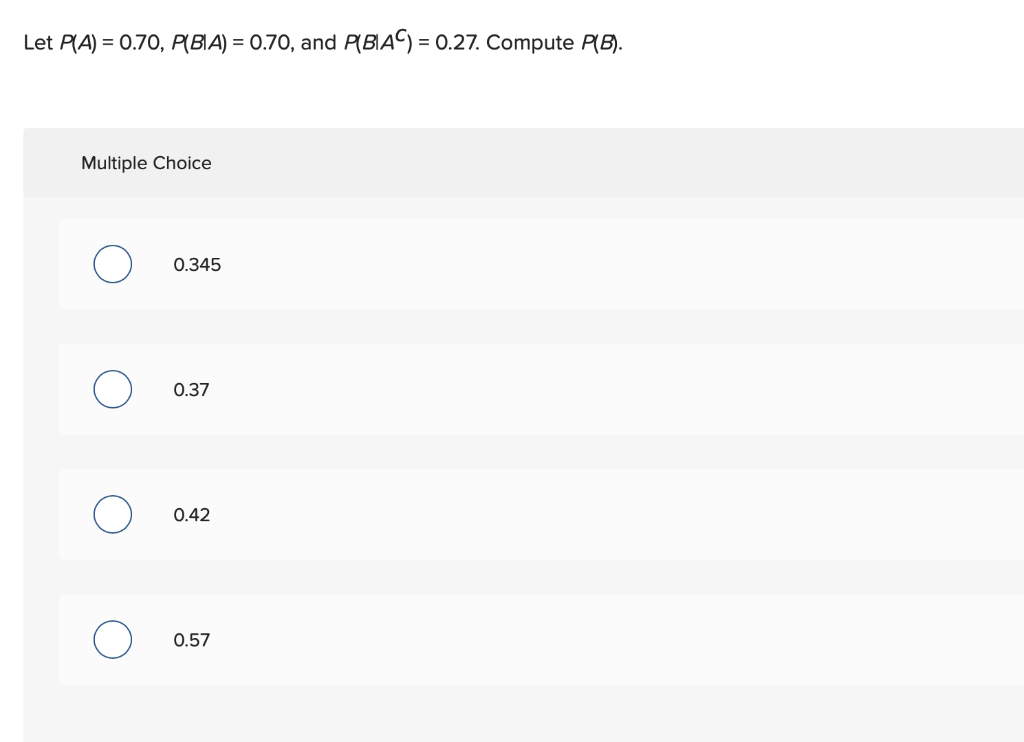 Solved Let P A 0.70 P BIA 0.70 and PBAC 0.27. Chegg