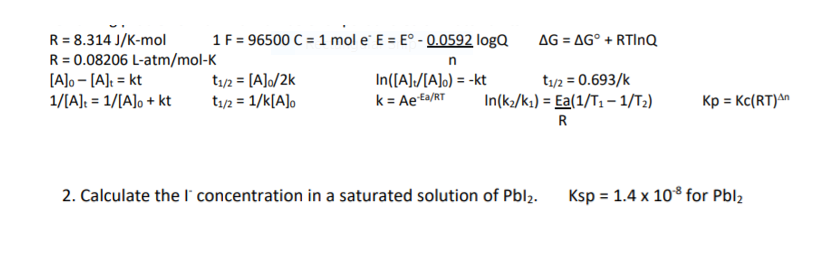 Solved N R 8 314 J K Mol 1 F C 1 Mol E E E Chegg Com