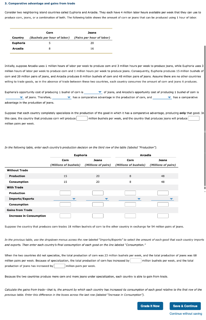 Solved 3. Comparative advantage and gains from trade | Chegg.com