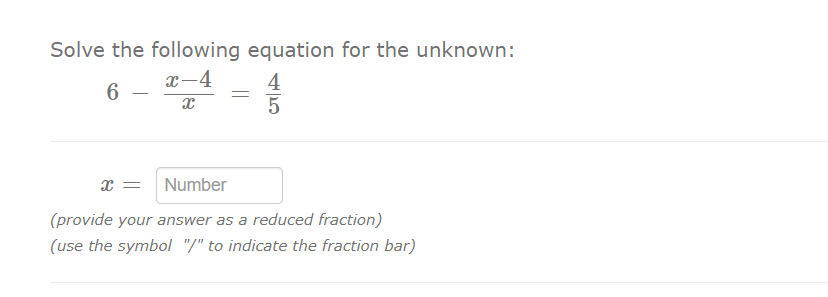 Solved Solve the following equation for the unknown: | Chegg.com
