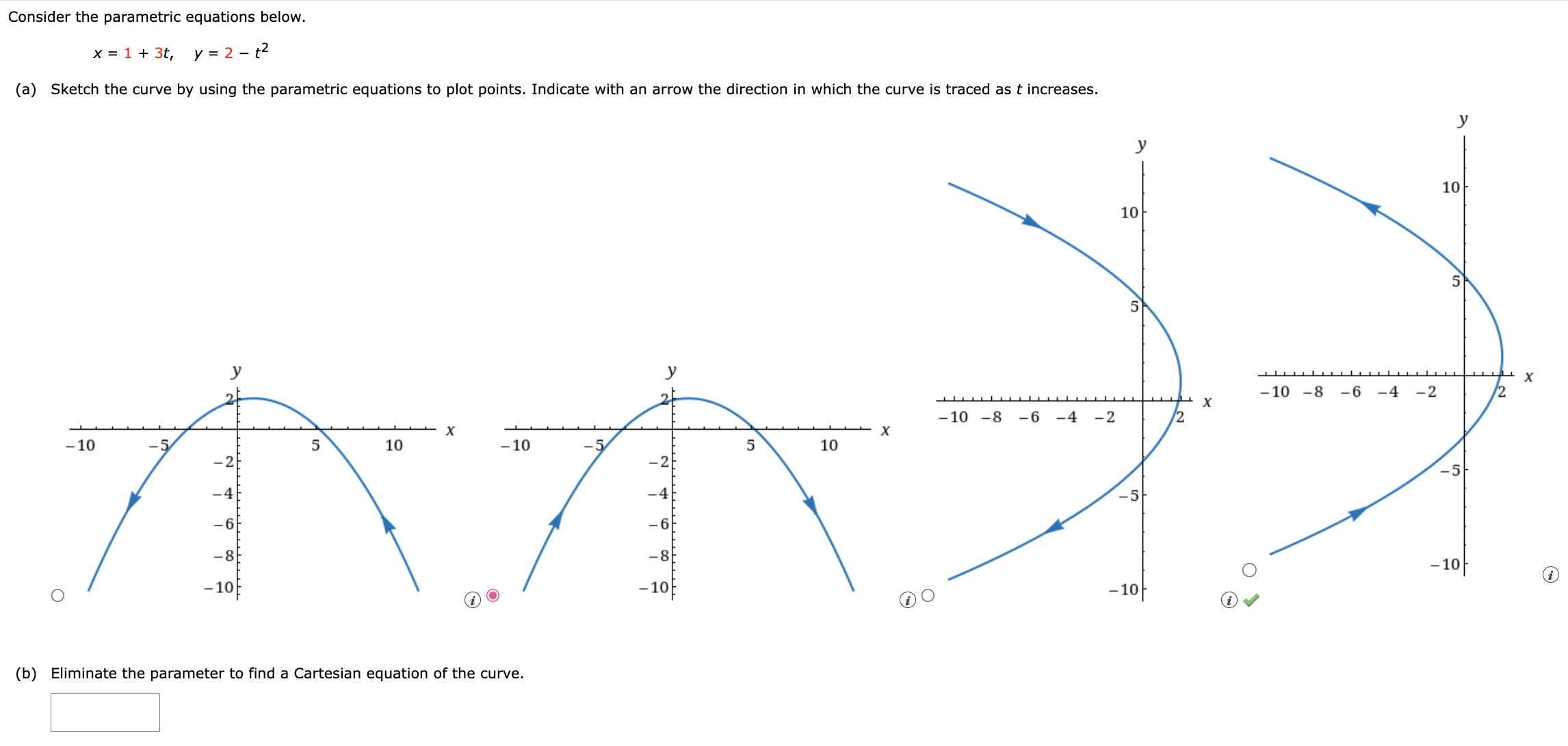Solved Consider the parametric equations below. | Chegg.com