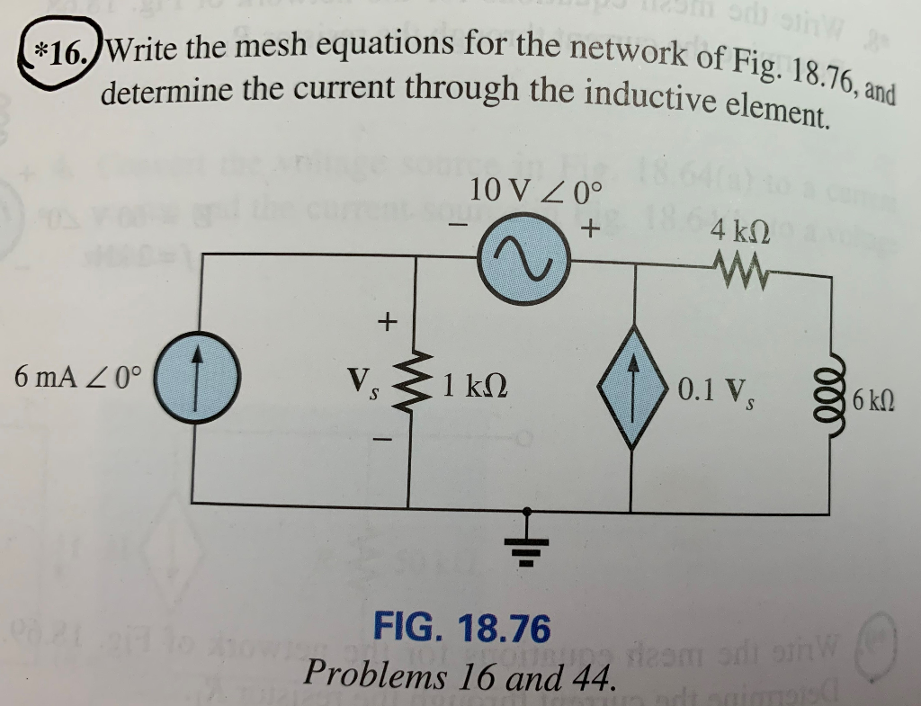 Solved (*16. Write the mesh equations for the network of | Chegg.com