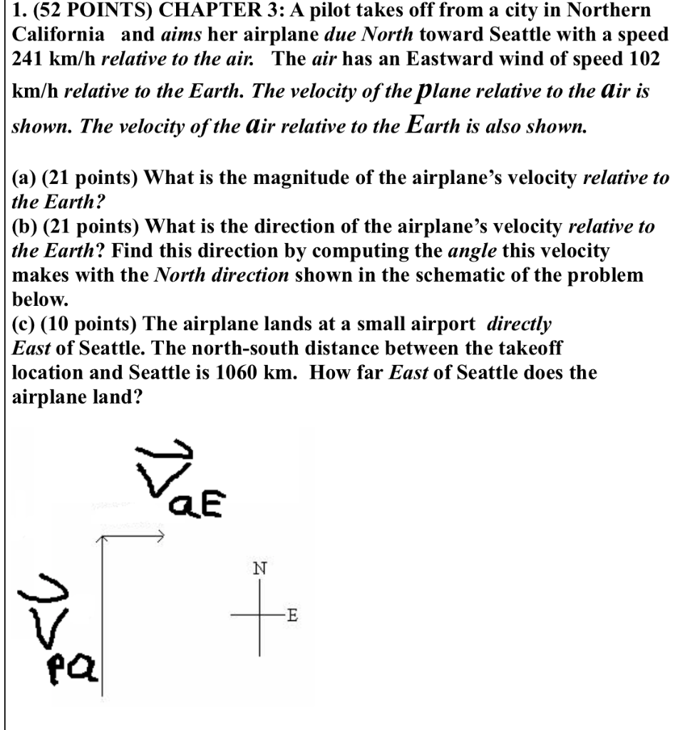 Solved 1. 52 POINTS CHAPTER 3 A pilot takes off from a Chegg