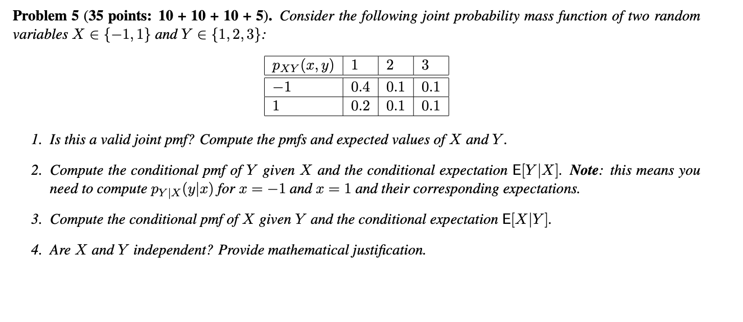 Solved Problem 5 (35 points: 10 + 10 + 10 + 5). Consider the | Chegg.com