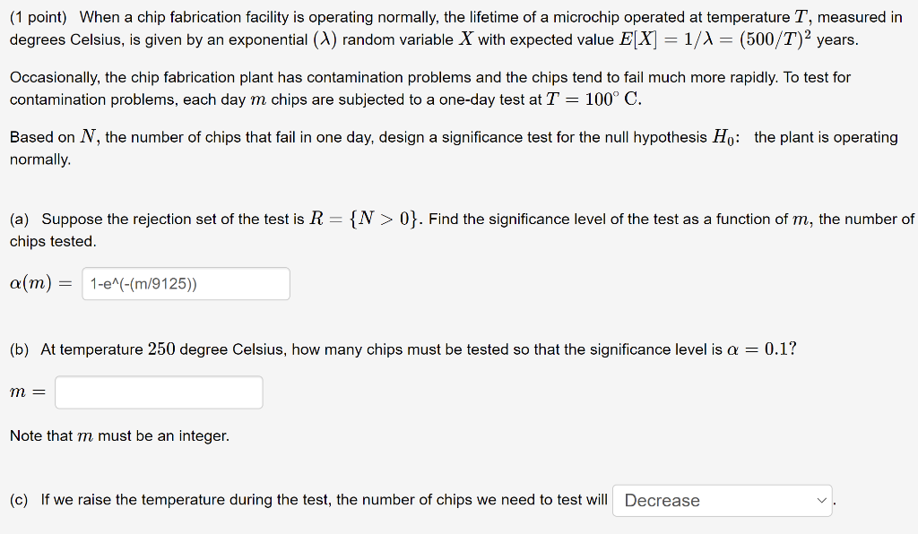 Solved (1 point) When a chip fabrication facility is