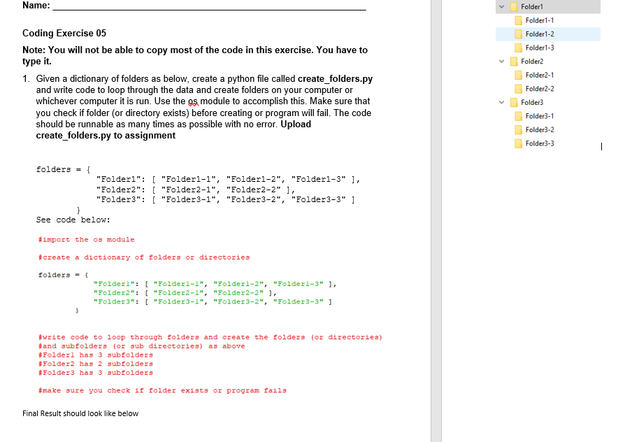 Solved Name: Coding Exercise 05 Note: You will not be able | Chegg.com